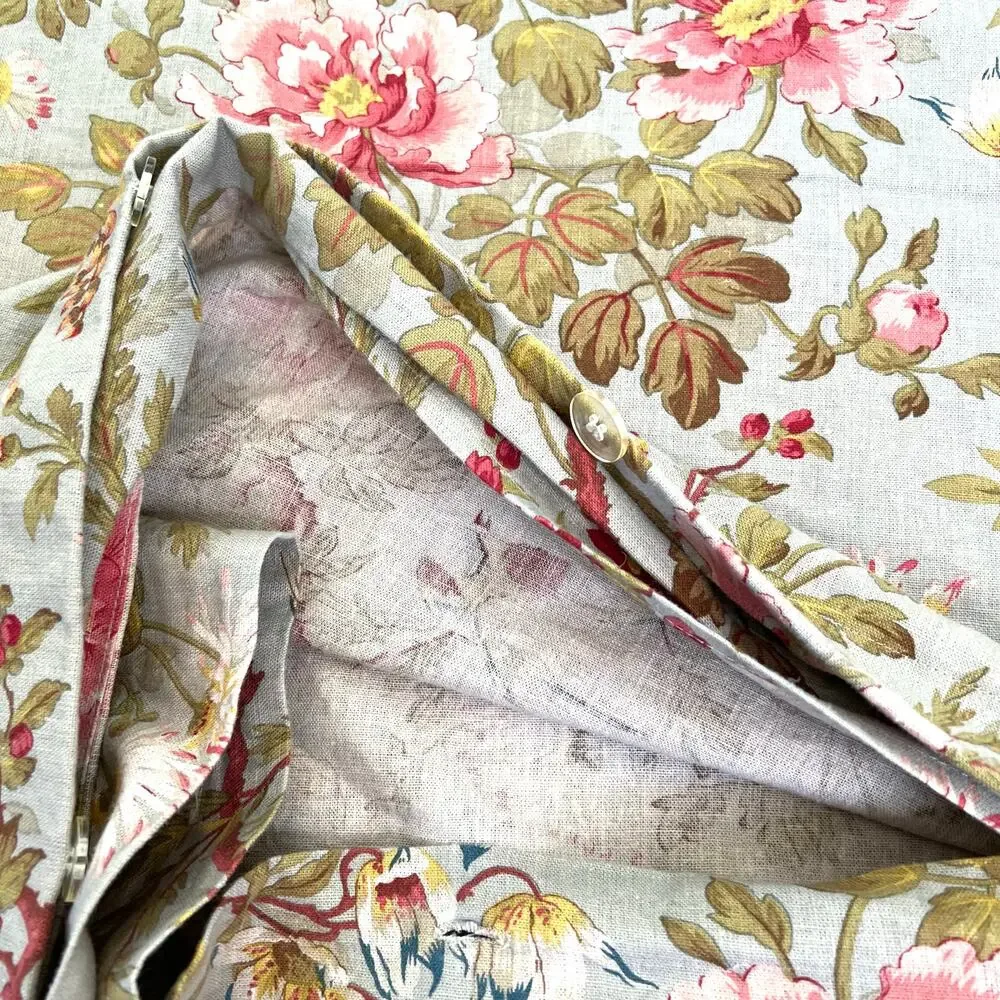 Pottery Barn linen floral birds duvet  cover Euro sham and decorative pillow